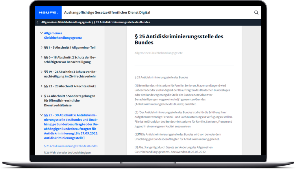 Aushangpflichtige Gesetze öffentlicher Dienst Digital Datenbank